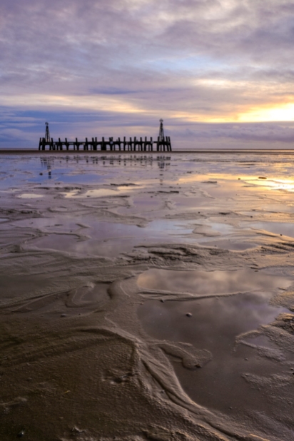 The remains of an old Landing Jetty on the beach at Lytham St Annes, nera Blackpool on the Fylde Coast.